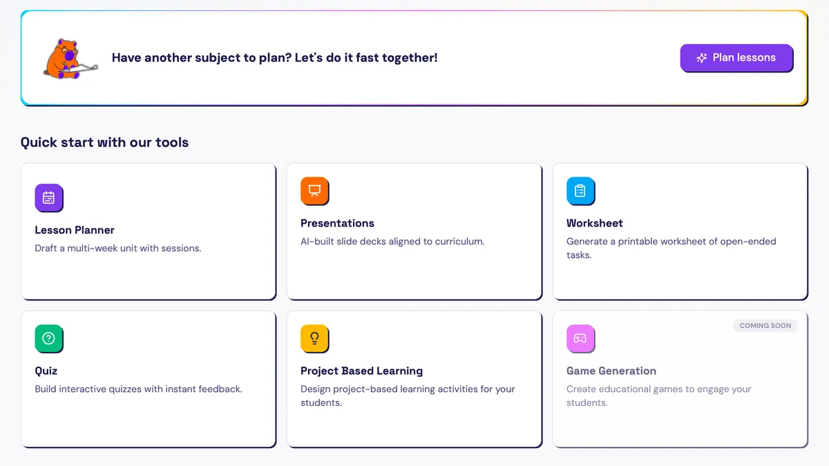 Curriculum Standards shown in the GradeAid app for teachers
